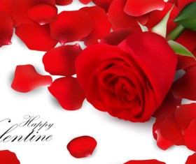 Rose petal valentines day background vector 01