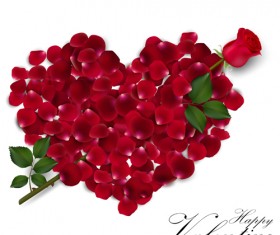 Rose with heart valentines day card vector