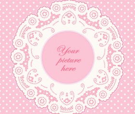 Round lace frames vector set 01
