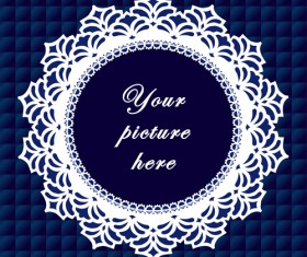 Round lace frames vector set 04
