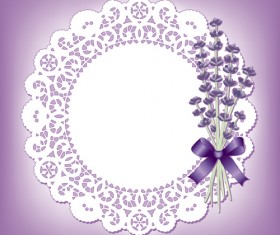 Round lace with blue flower vector