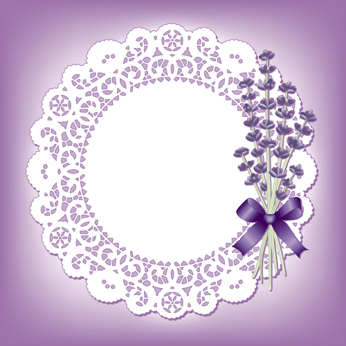 Round lace with blue flower vector