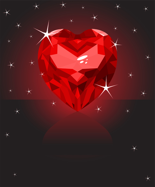 Shining diamond heart valentines day cards vector 02