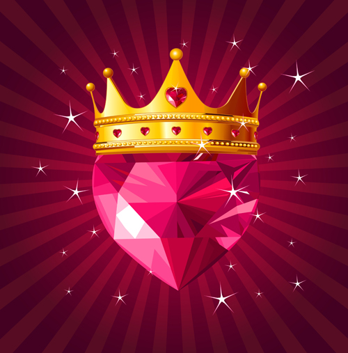 Shining diamond heart valentines day cards vector 04