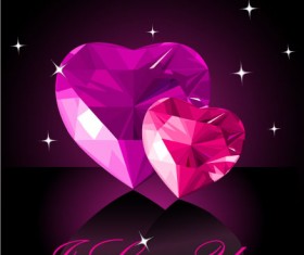 Shining diamond heart valentines day cards vector 05