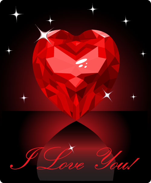 Shining diamond heart valentines day cards vector 06