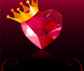 Shining diamond heart valentines day cards vector 10
