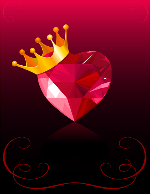 Shining diamond heart valentines day cards vector 10