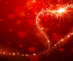 Shining red with valentines day background vector