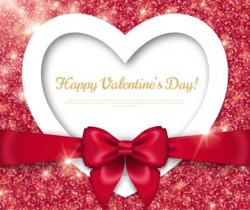 Shiny Valentines day cards with red bow vector 01