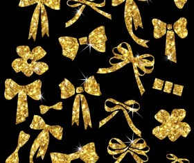 Shiny golden bows vector set