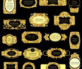 Shiny golden frame design vector set 02