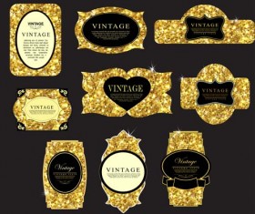 Shiny golden frame design vector set 03