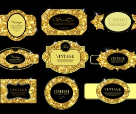 Shiny golden frame design vector set 04