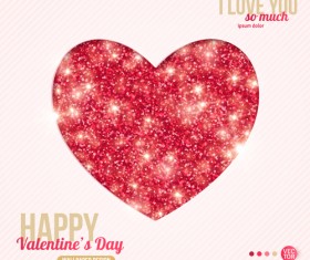 Shiny heart with Valentines day cards vector