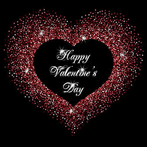 Shiny light dots heart with valentines day card vector