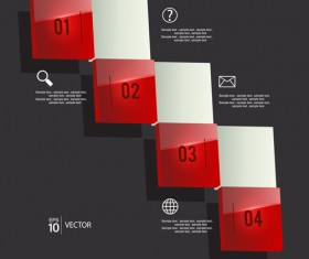 Shiny red infographic vector 01