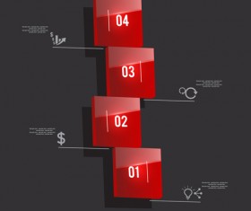 Shiny red infographic vector 03
