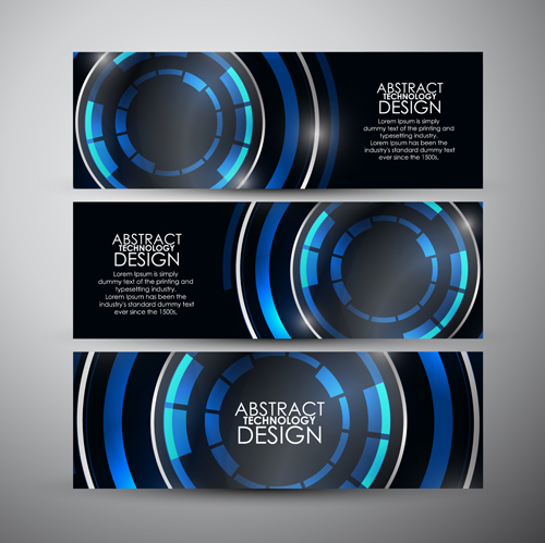 Shiny technology banners vector set 01