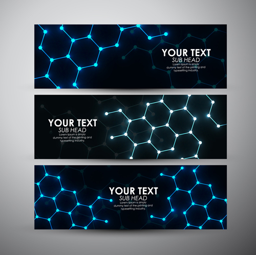 Shiny technology banners vector set 02