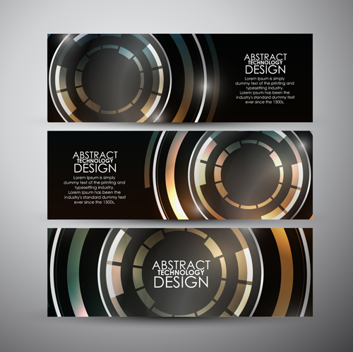Shiny technology banners vector set 03