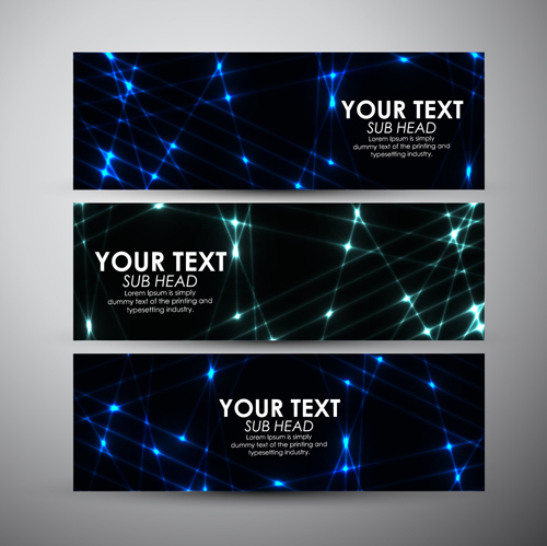 Shiny technology banners vector set 04