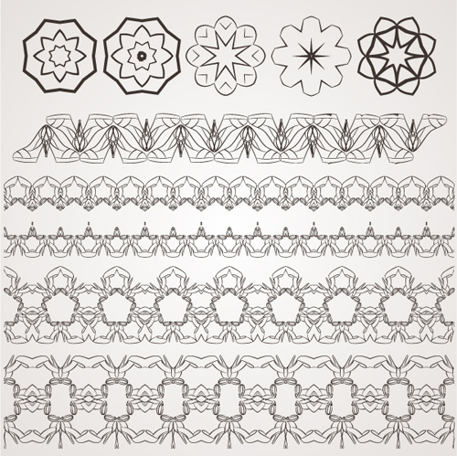 Simlpe floral borders seamless vector 01