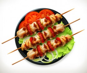 Skewers food vector material