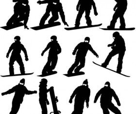 Skiing sport people silhouetter vector 01