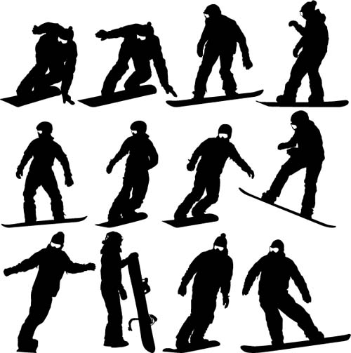 Skiing sport people silhouetter vector 01