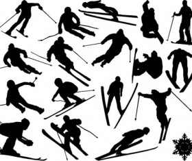 Skiing sport people silhouetter vector 02