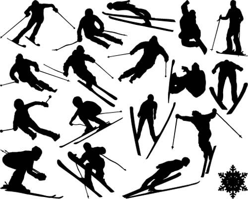 Skiing sport people silhouetter vector 02