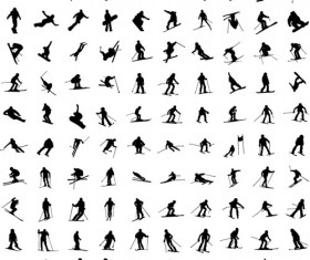 Skiing sport people silhouetter vector 03