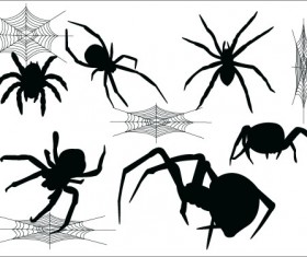 Spider vector silhouetter set 01