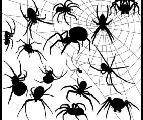 Spider vector silhouetter set 02
