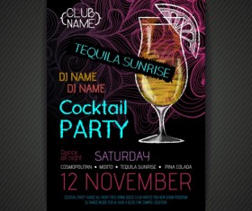 Summer cocktail party poster vectors