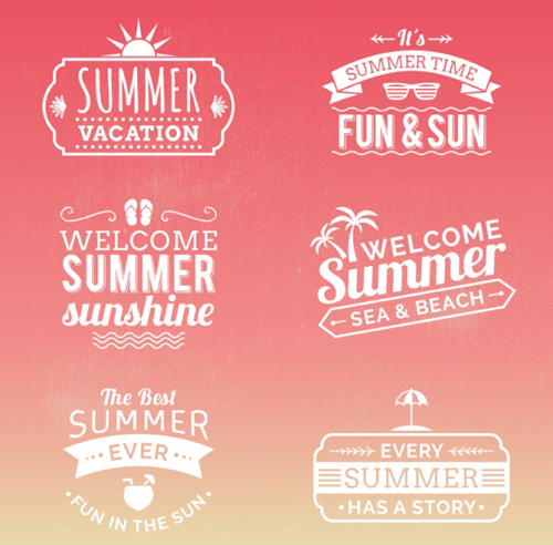 Summer holiday labels retro vector material