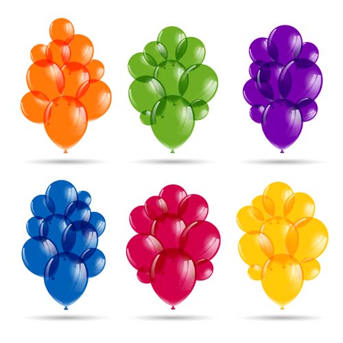 Transparent colored balloons vector set