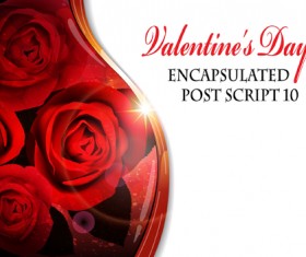 Valentine day card with red rose vector material