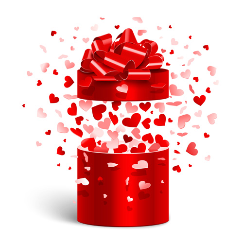 Valentine day gift boxs with red bow vector 01