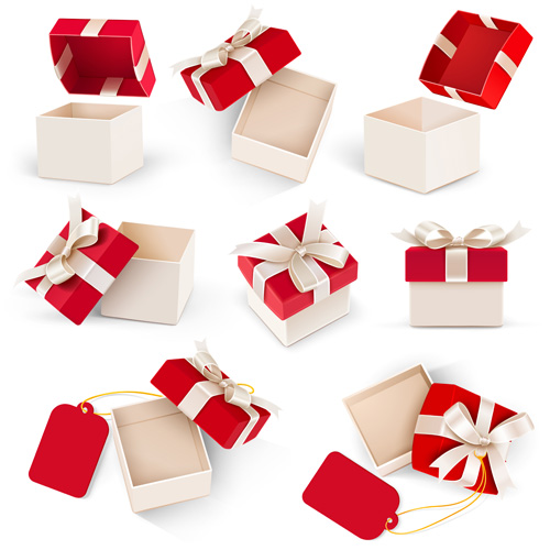Valentine day gift boxs with red bow vector 03