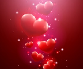 Valentine day red heart backgrounds art vector 01