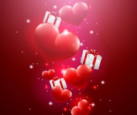Valentine day red heart backgrounds art vector 02