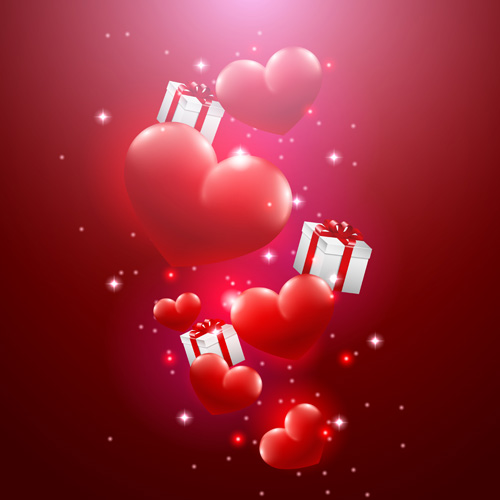 Valentine day red heart backgrounds art vector 02