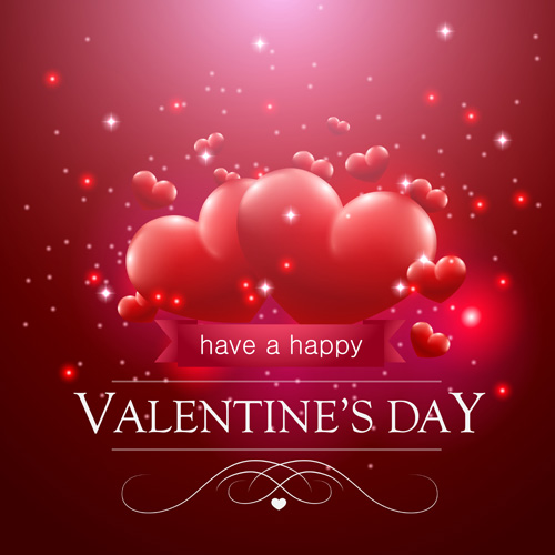 Valentine day red heart backgrounds art vector 05