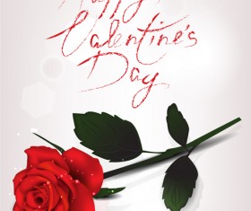 Valentine day red rose card vector 02