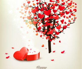 Valentine heart tree with gift box vector material 03 free download