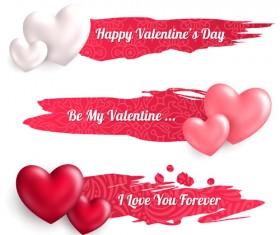 Valentines day banners with heart vector 01