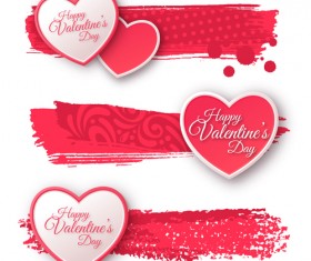 Valentines day banners with heart vector 02