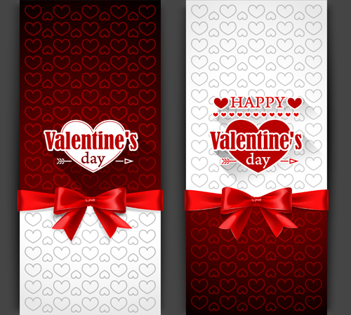Valentines day card with bow ornate vector